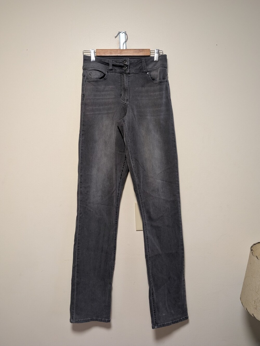 Long Tall Sally Grey High Rise Straight Leg Jeans Size 4 36" Inseam